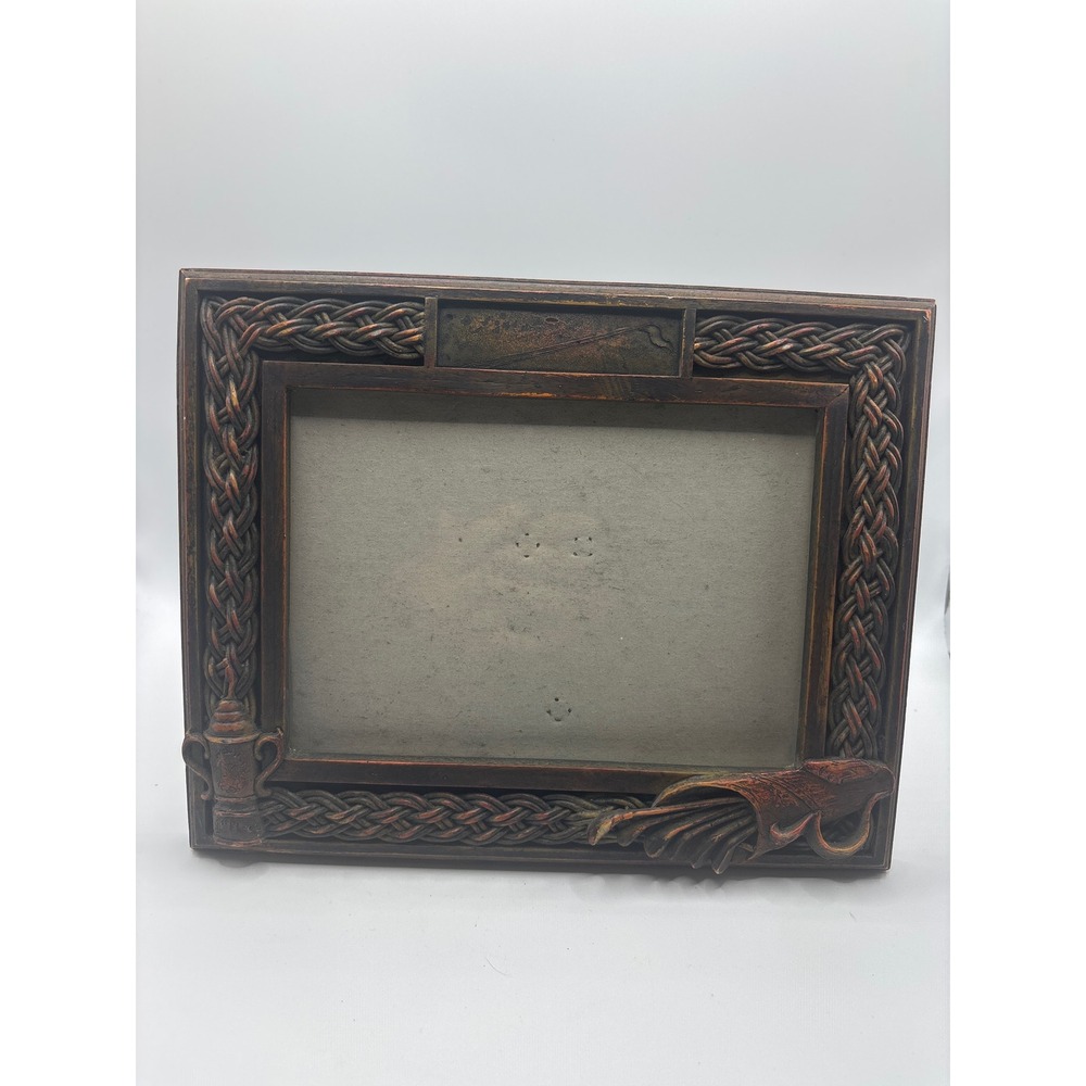Vintage Braided Bronze Tone Resin Picture Frame 1st Place Trophy Golf Decor